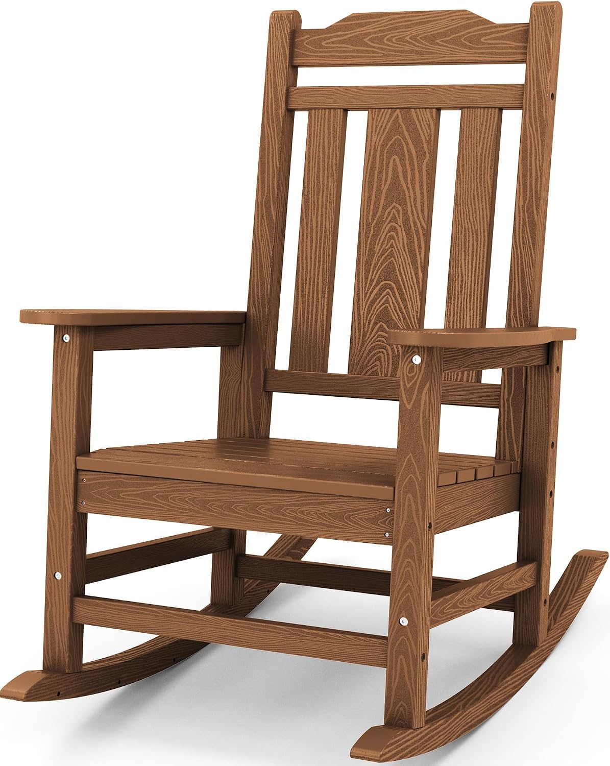 SERWALL Oversized Rocking Chair, HDPE Outdoor Rocking Chairs, Patio Rocking Chair Sets for Adults, Brown