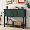 ARTPOWER Console Table with 2 Drawers, Retro Entryway Table with 2 Door Cabinets and Open Storage Shelf, Narrow Long Behind Couch Sofa Table for Living Room, Foyer, Hallway, Green