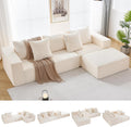 INGEROOM 108' Cloud Sectional Couch with L-Shape Chaise, Modular Sofa Memory Foam, Boneless Sofa with Movable Ottoman, Upholstered Couches for Living Room Bedroom, No Assembly Required, Beige