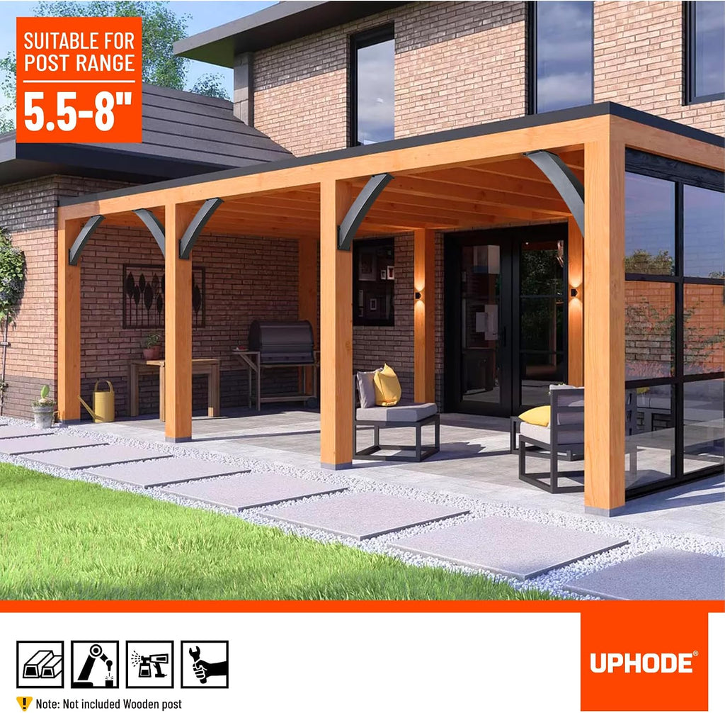 Heavy Duty Integrated Arc 4''x4''(Actual Tube Dia: 3.2''x 3.2'') 45 Degree Angle Support Pergola Brackets Q235-Steel 4Pack