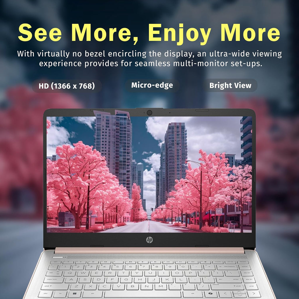 HP Stream 14' HD Laptop, Intel Processor N150, 4GB RAM, 128GB UFS, Intel Graphics, Webcam, Wi-Fi 6, Long Battery Life, Copilot, Windows 11 S, Gold (Renewed)