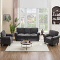 Kingfun 3 Seater Couch, Mid Century Modern Sofa Set with Rolled Arms and Deep Seats, Fluffy Comfort for Living Room, Apartment, Easy Assembly, Gray