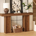 Farmhouse Console Table, 55'' Behind The Couch Table Wooden Entryway Table with Storage Double-Sided Tables for Entryway, Living Room, Hallway