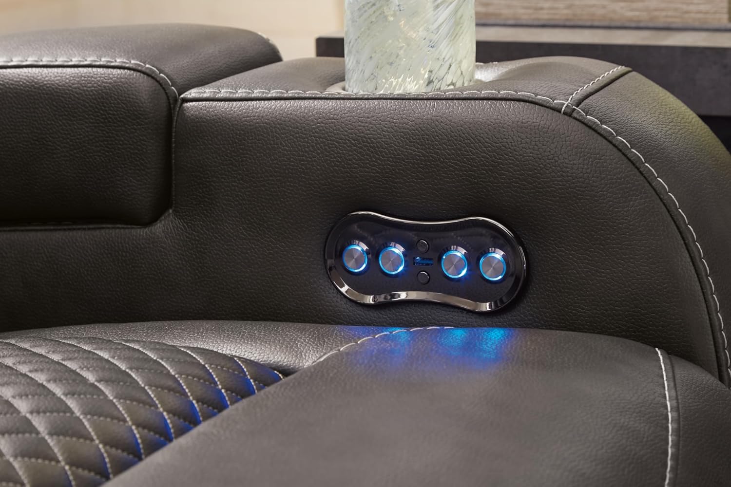 Signature Design by Ashley Fyne-Dyme Contemporary Power Reclining Sofa with USB Charging Ports and Adjustable Headrest, Brown