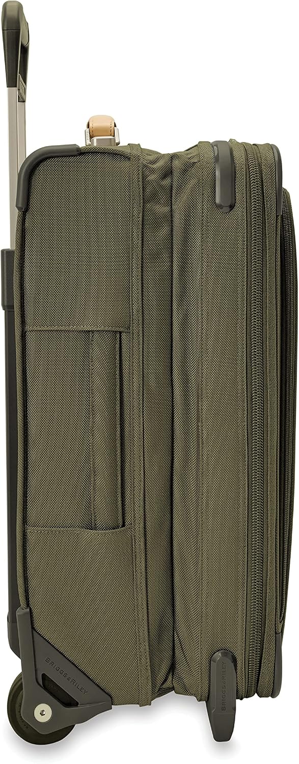 Briggs & Riley Essential 22' 2-Wheel Expandable Carry On - Luggage for Travel, Suitcases with Wheels, Softside Rolling Bag for Men & Women, Self-Repairing Zipper - Baseline Collection, Olive