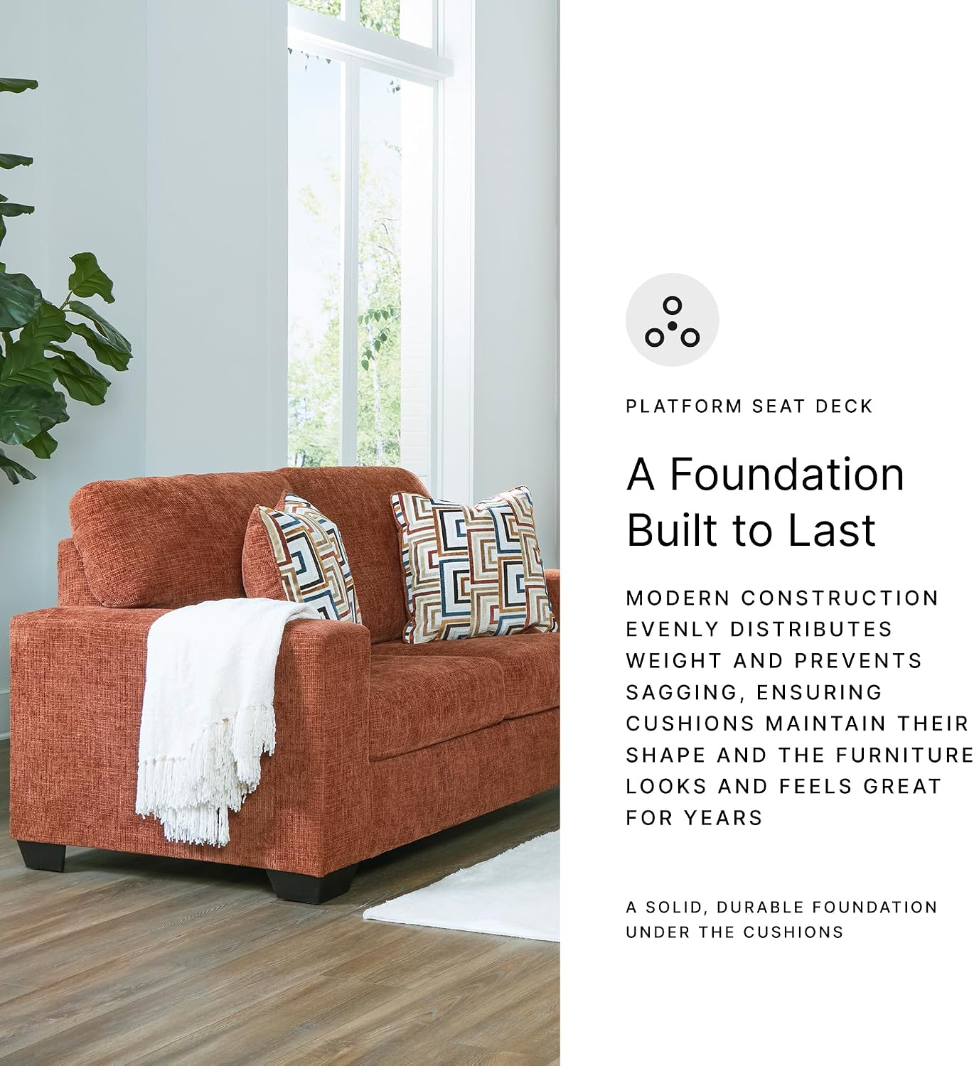 Signature Design by Ashley Aviemore Casual Loveseat with 2 Accent Pillows, Orange