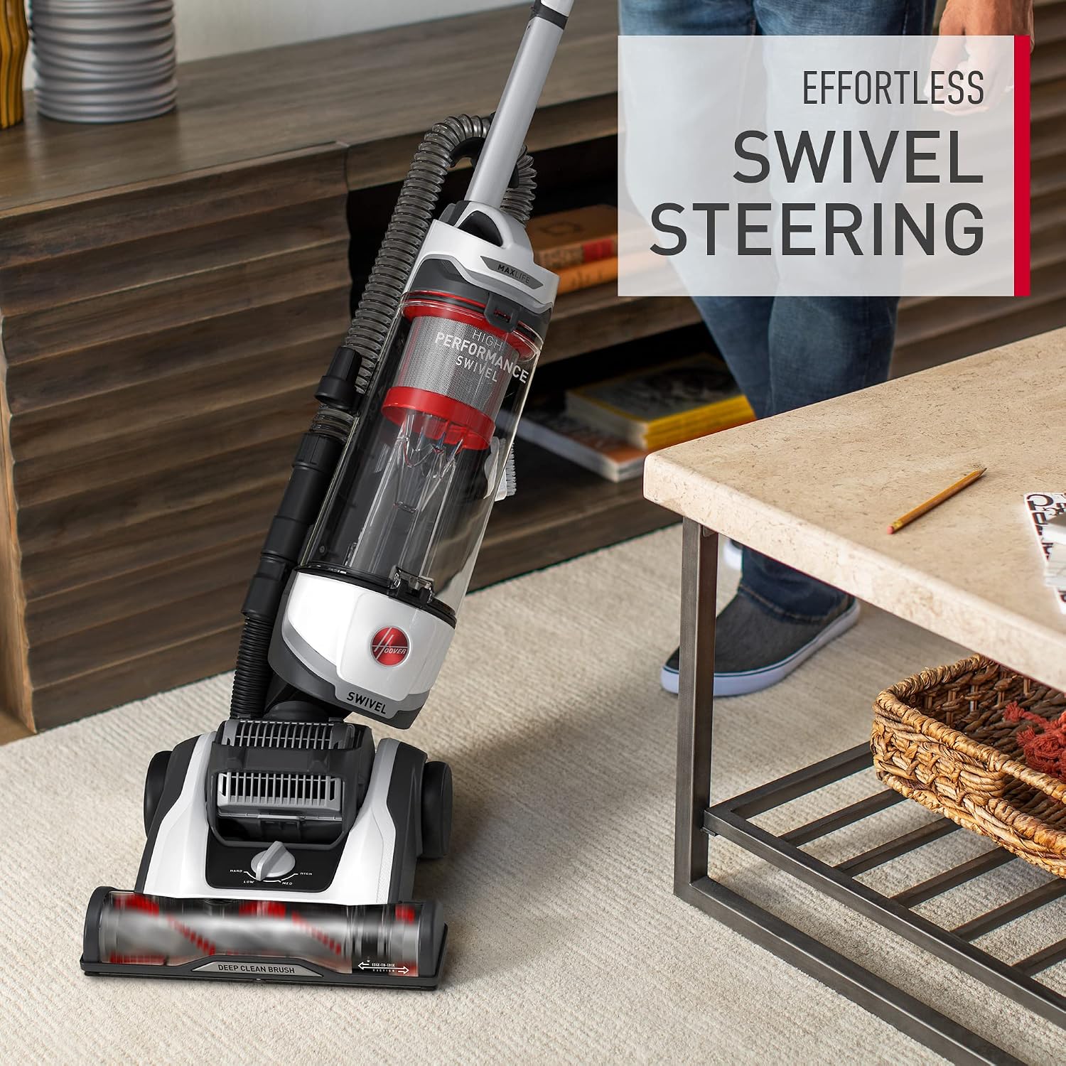 Hoover MAXLife Elite Swivel Vacuum Cleaner, Bagless Upright Vacuum, HEPA Media Filtration, MAXLife System, WindTunnel Technology, Corded Vacuum Cleaners for Home Use