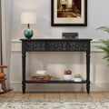 3More Entryway Console Table with 3 Drawers,42' Carved Hallway Table with Open Shelf,Long Sofa Table for Living Room, Hallway, Behind Couch,Black