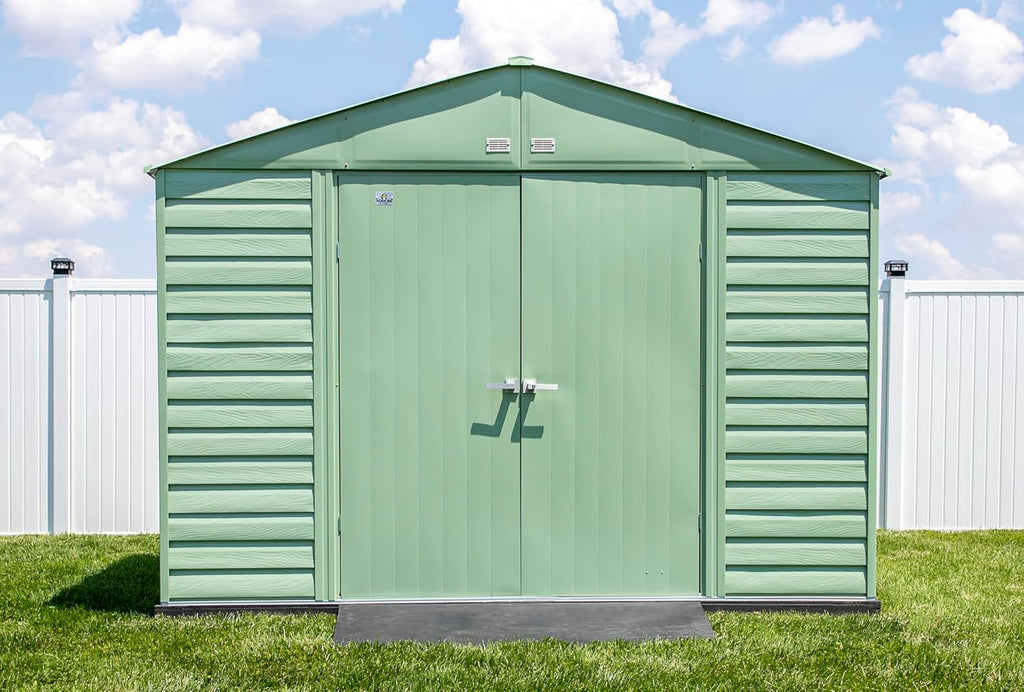 Arrow Select 10' x 12' Outdoor Lockable Steel Storage Shed Building, Sage Green