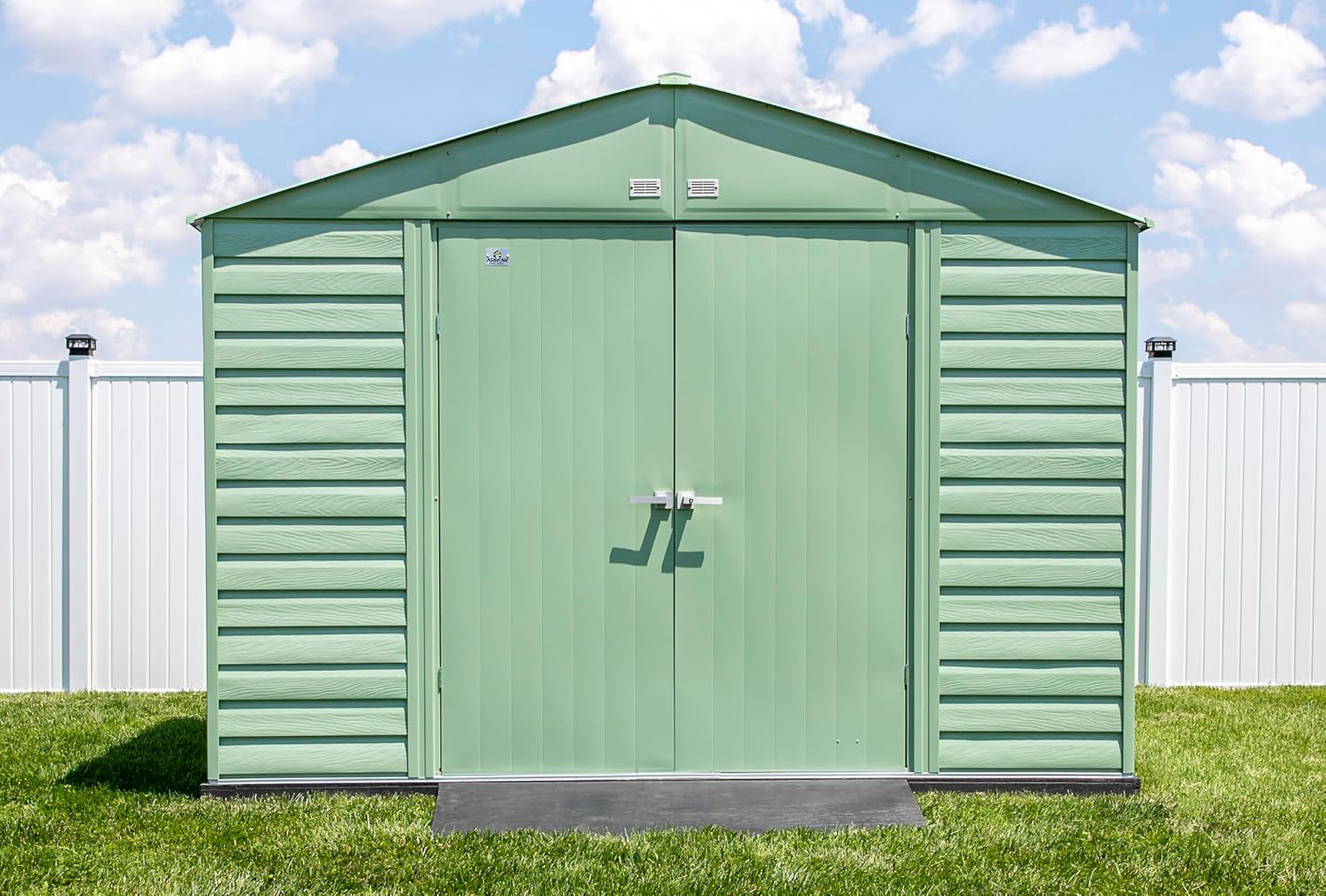Arrow Select 10' x 12' Outdoor Lockable Steel Storage Shed Building, Sage Green