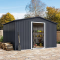 GarveeLife Outdoor Storage Shed 12 x 10 ft, Outdoor Tool Metal Shed with Lockable Door, Air Vents and Sloping Roof, Metal Aluminum Waterproof Tool Sheds for Yard, Garden, Patio, Garage, Lawn, Gray
