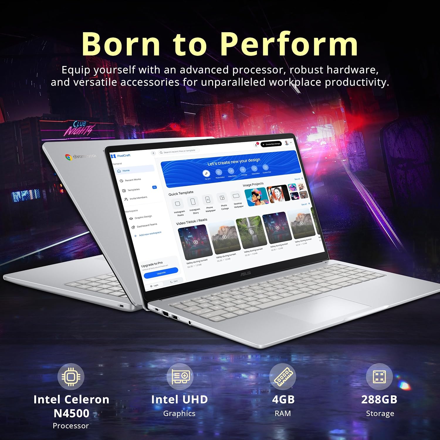 ASUS Chromebook CX15 15.6' FHD IPS Laptop, Intel Celeron N4500, 4GB RAM, 288GB Storage (128GB eMMC+160GB Docking Station Set), Intel UHD Graphics, Number Pad, HD Webcam, WiFi 6, Chrome OS, Gray