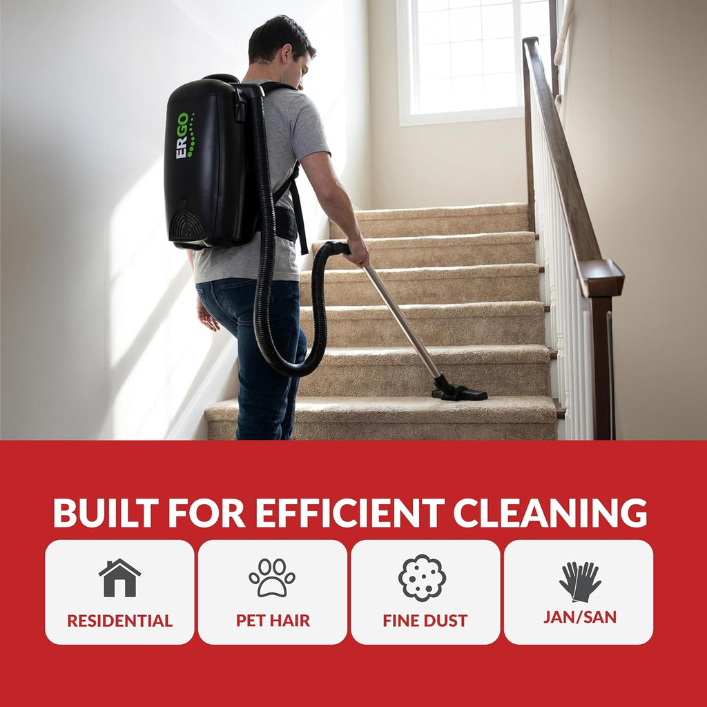 Atrix Ergo Backpack Canister Vacuum, Portable Cleaner with Attachments for Professional and Residential Use, VACBP10 Premium Bundle