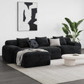 Modern L-Shaped Modular Sectional Sofa for Living Room，Oversized 3-Seater Couch with Deep Seat and Movable Ottoman – No Assembly,Comfortable Corduroy Fabric Boneless Sofa(Dark Gray) (Black)