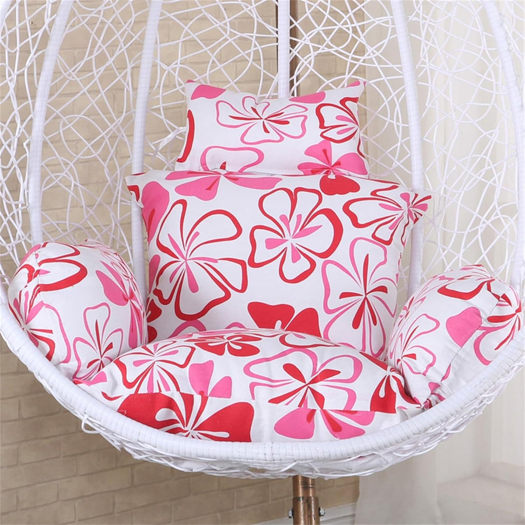 Egg Chair Cushion, Soft and Comfortable Hanging Basket Chair Cushion, Outdoor Recreation Egg Swing Chair Cushion(Pink Flowers)