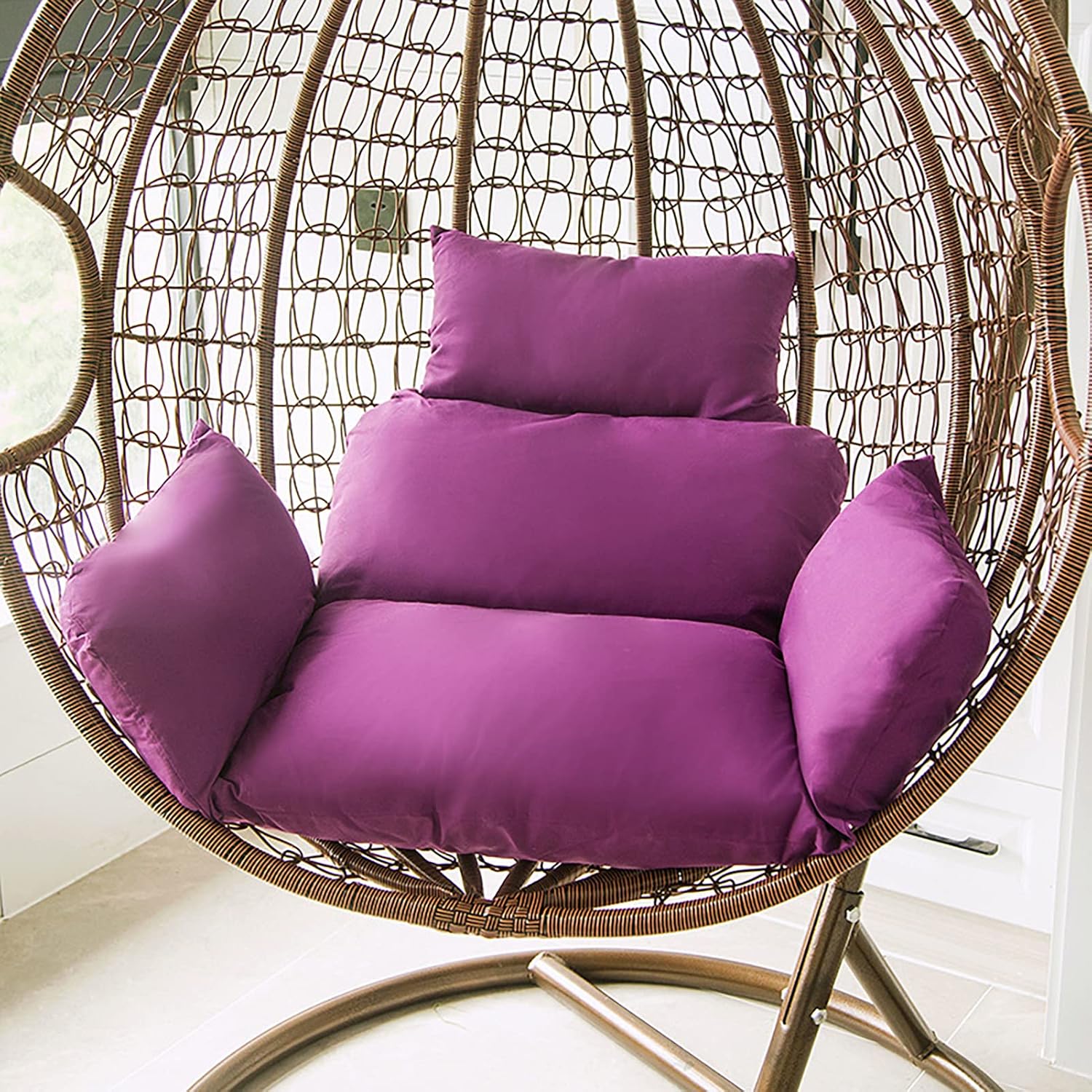HUHJYUGE Egg Chair Cushion Replacement, Hanging Chair Cushion Only, Swing Cushion Outdoor, with Headrest, Zipper, Detachable, Skin-Friendly, Comfy, for Patio Garden