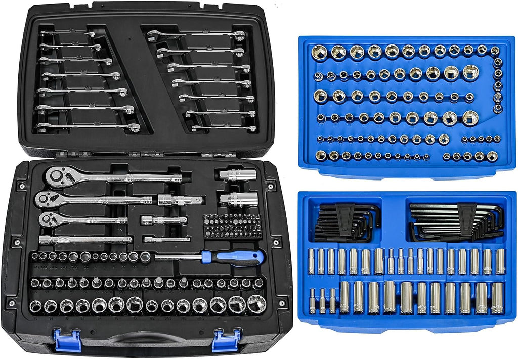 266-Piece Mechanic's Tool Kit | Portable Locking Tool Box with Detachable Drawers | Carbon Steel All-in-One Hand Tool Set for Auto, Home & DIY Repair