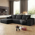108' Sectional Couches for Living Room Cloud Couch Sofa with L-Shape Upholstered Boneless Couchs Modern Modular Sectional Couch with Chaise (Black, 108' Left Facing Chaise+2Seaters)