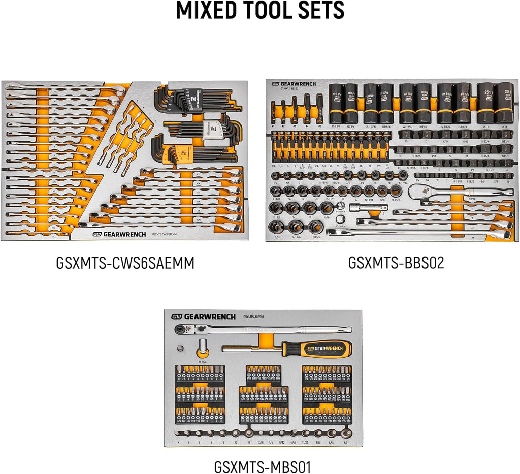 GEARWRENCH 873 Piece Master Mechanics Tool Set in Premium Modular Foam Trays with GSX Mobile Tool Storage | MEGAMOD873