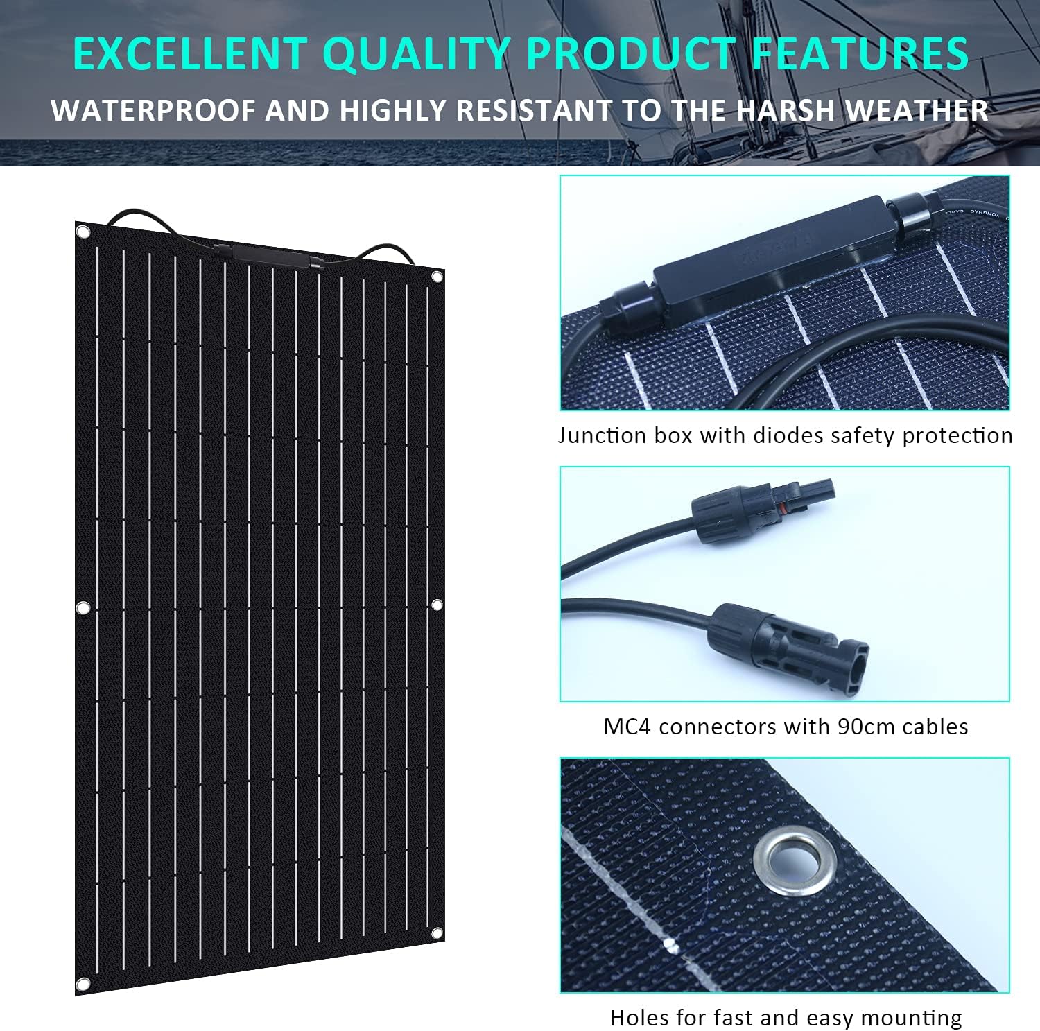 800W Wind Solar Kit Off Grid System 12V Battery Charger :4X 100W ETFE Flexible Mono Solar Panel + 400W Wind Turbine Generator + Solar Wind Hybrid Charge Controller + 3000W Inverter Peak 6000W