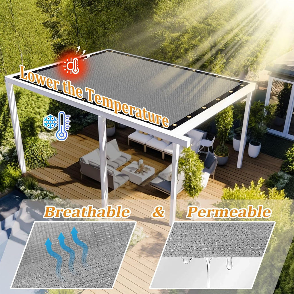 Shade&Beyond Customized Size 8' X 10' Shade Cloth with Grommets, 90% UV Protection Pergola Shade Cover Mesh Tarp Sun Screens for Patio GN06, Light Gray