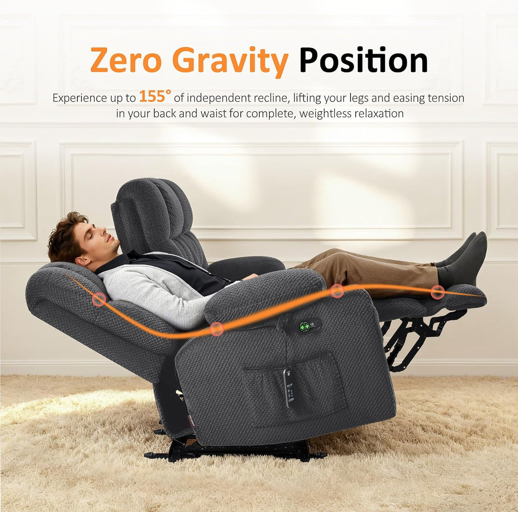 MCombo 80.7' W 3 Seater Power Reclining Sofa with Heat and Vibration Massage, Zero Gravity Recliner Sofa Couch with Drop Down Table for Living Room, Fabric 6316M10