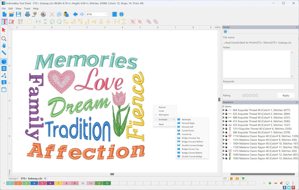 Embroidery Tool Shed PLUS - Machine Embroidery Editing Software for PC & MAC
