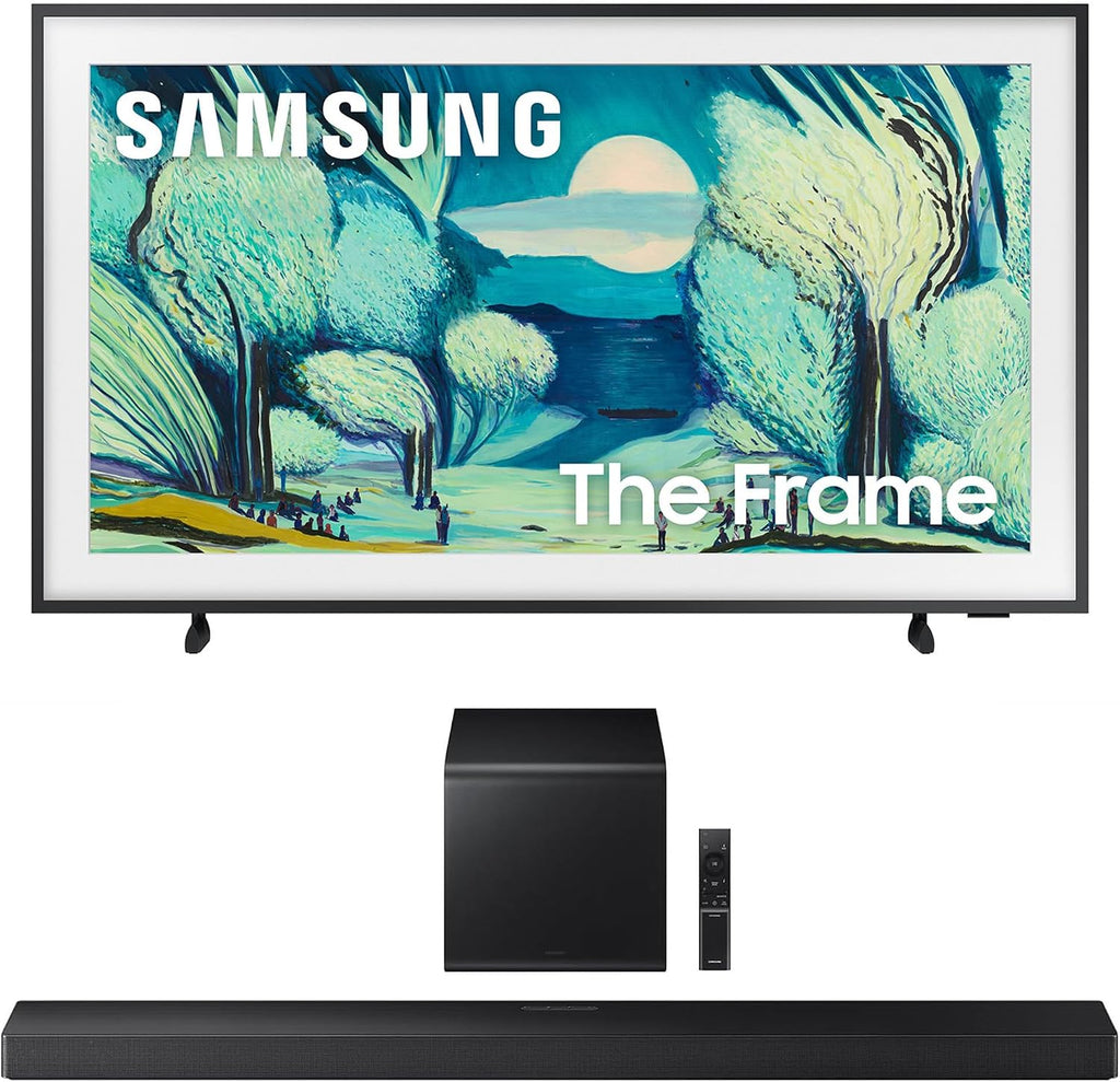 Samsung QN43LS03FAFXZA 43 Inch The Frame QLED 4K Art Mode Vision AI Smart TV with a Samsung HW-QS700F 3.1.2 Ch Dolby Atmos Soundbar and Subwoofer (2025)