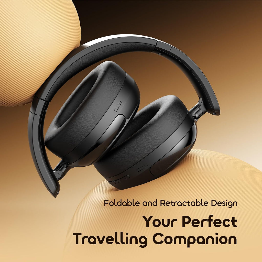 Oraimo Active Noise Cancelling Over the Ear Headphones Wireless Bluetooth, 65H Playtime, 3 EQ Modes, Deep Bass, BT5.4, Wireless Headphones with Microphone for Game, Office, Travel, Black