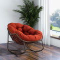 Patio Outdoor Rocking Chair,Pa-Pasan Chair,Egg Chair Outdoor,Comfy Upholstered Chairs with Padded Cushion,Suitable for Balcony,Porch,Garden, Patio(Orange Red)