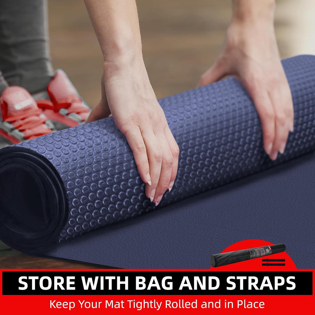 GymCope Large Exercise Mat for Home Workout,12'x6'/10'x6'/9'x6'/8'x6'/7'x5'/6'x4' (7mm) Extra Thick Workout Mat, High-Density Gym Mat for Cardio, Jump Rope, MMA, Weights (Shoe-Friendly)