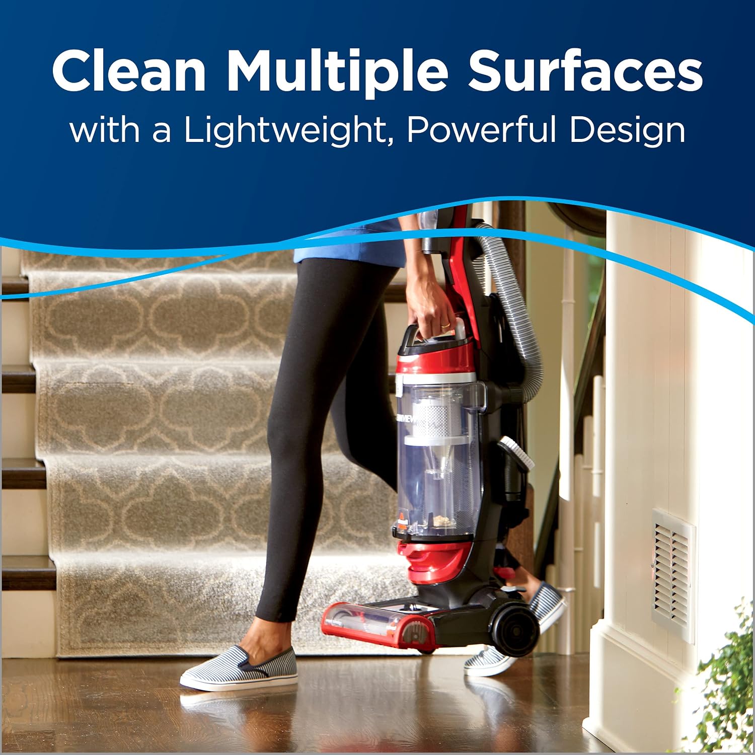 Bissell CleanView Bagless Vacuum, Powerful Multi Cyclonic System, Large Capacity Dirt Tank, Specialized Pet Tools, Easy Empty Red
