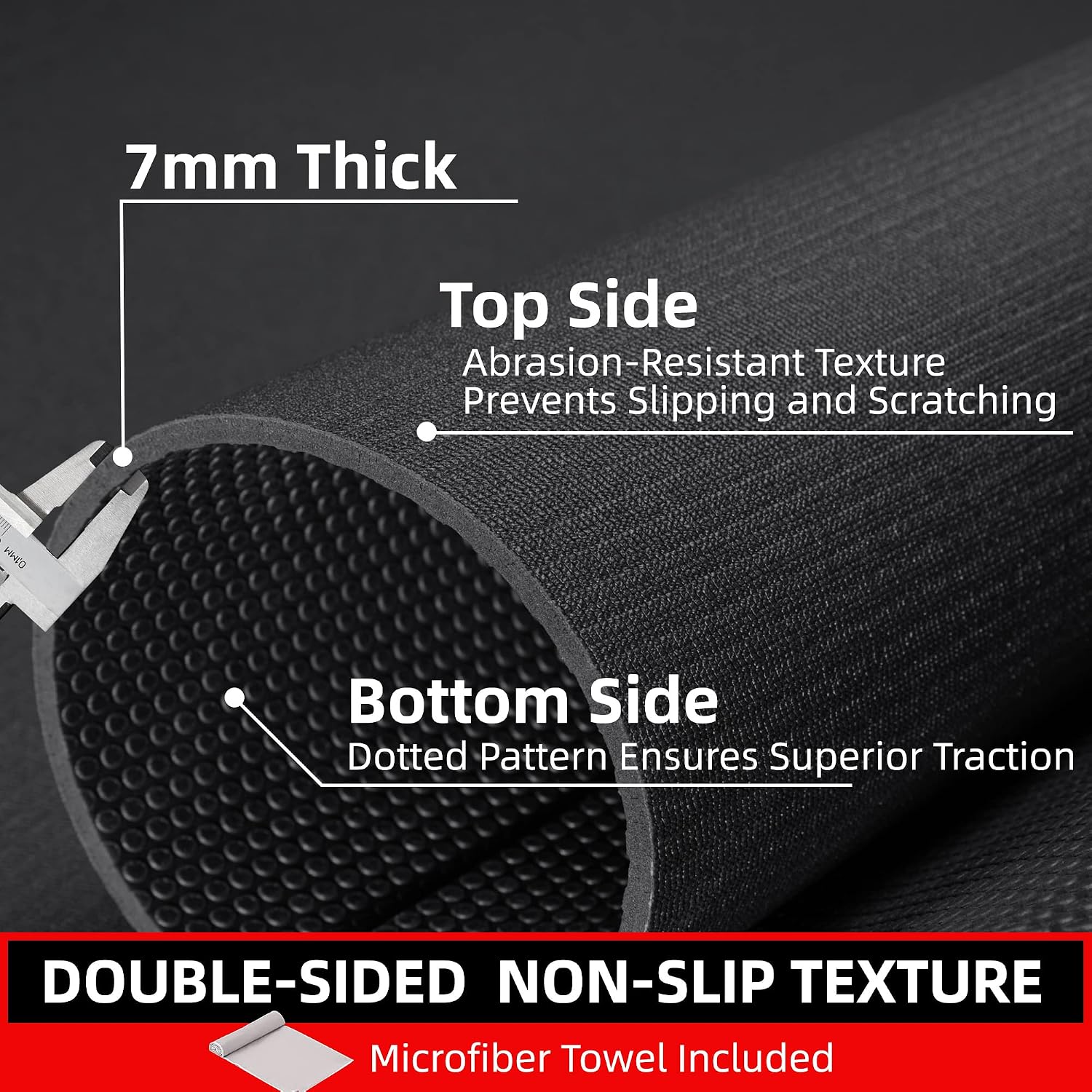 GymCope Large Exercise Mat for Home Workout,12'x6'/10'x6'/9'x6'/8'x6'/7'x5'/6'x4' (7mm) Extra Thick Workout Mat, High-Density Gym Mat for Cardio, Jump Rope, MMA, Weights (Shoe-Friendly)