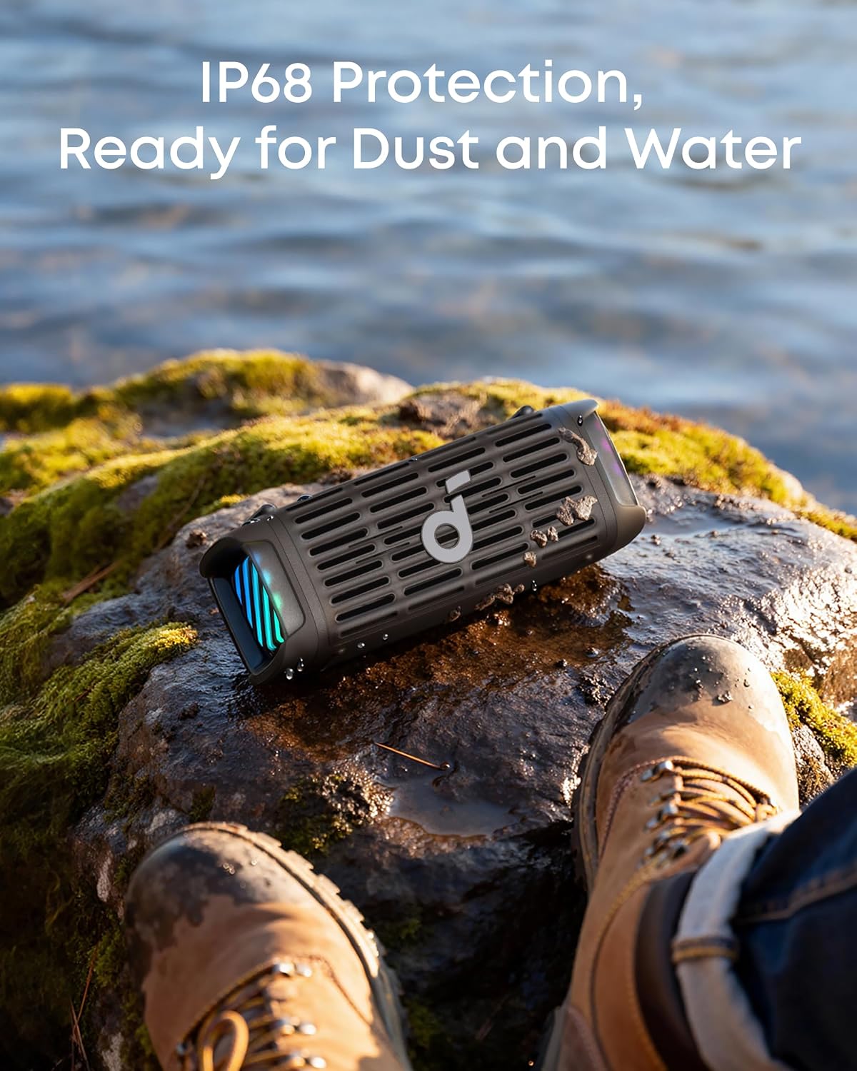 Soundcore Boom 3i by Anker, Compact Outdoor Speaker, IP68 Waterproof, Floating Playback, Saltwater-Resistant, BassUp 2.0, 50W Portable Speaker, Bluetooth 5.3, 16H, TWS, Kayak/Fishing/Camping