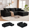 Mangodan 110' Cloud Sectional Couch, Boneless Sofa for Living Room, Modular Sectional Sofa with Deep Seat, Comfy Fluffy Couch with L-Shaped Chaise, No Assembly Required (Right-Facing Chaise, Black)