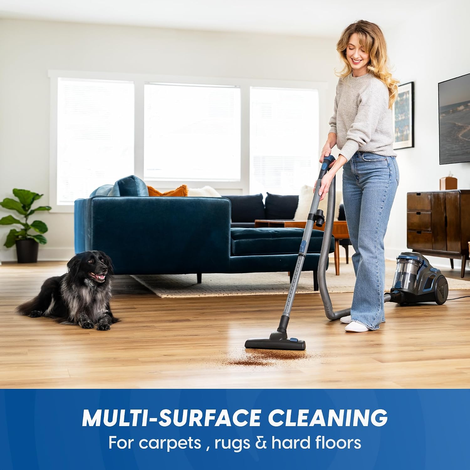 Vacmaster CC0501 Ultra Silent Bagless Canister Vacuum Powerful Cleaner with HEPA Filtration, One-Touch Release Dust Cup, Built-in Dust Tool & Retractable Cord for Low-Pile Carpet and Hard Floor
