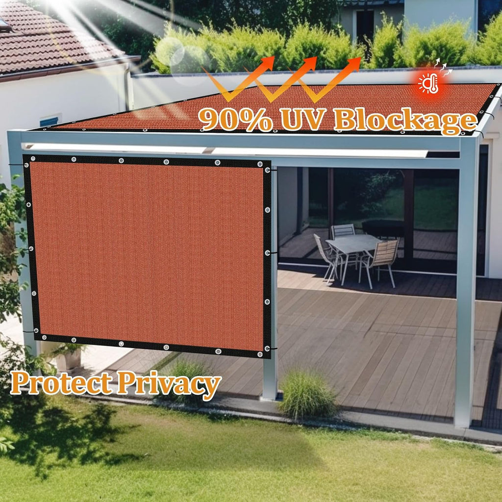 Shade&Beyond Customized Size 90% Sun Shade Cloth with Grommets, 8' X 14' Pergola Shade Cover Canopy, Mesh Tarp Sun Screens for Patio, Outdoor, Garden, Backyard GN05, Rust Red