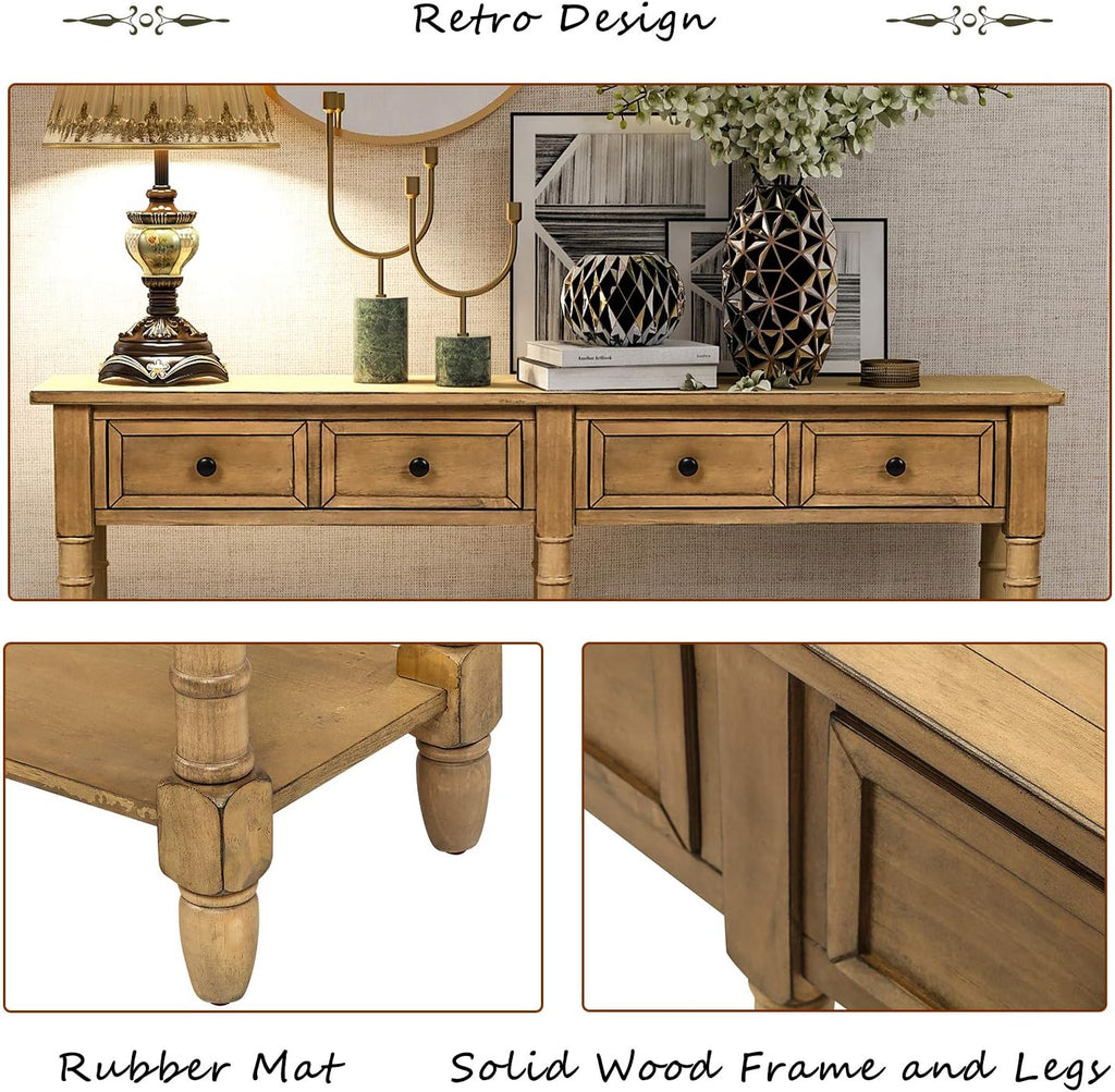 Merax Console Table Sofa Table with Two Storage Drawers and Bottom Shelf for Living Room, Entryway, Easy Assembly (Old Pine)