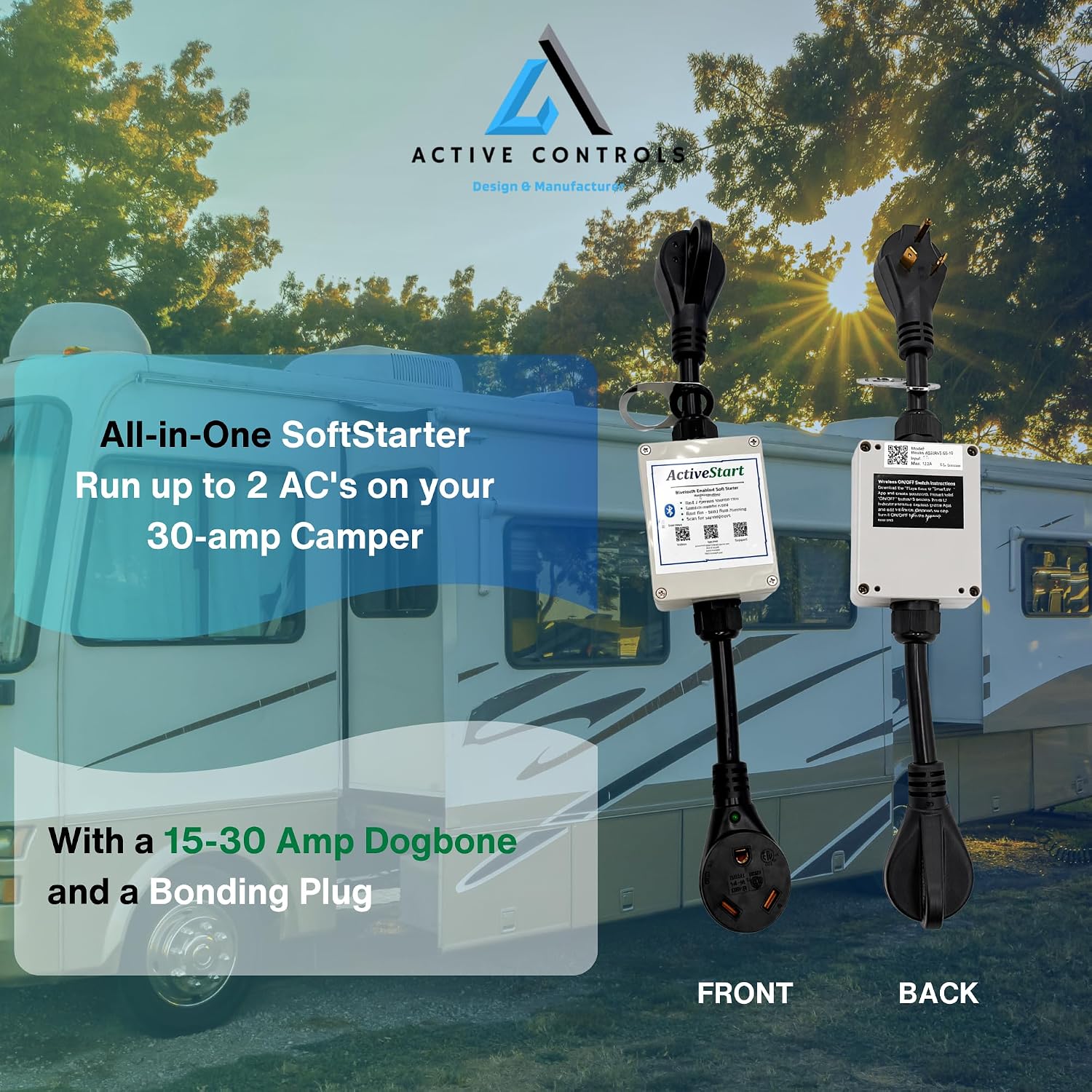 SoftStart 30 Amp RV Air Conditioners on Motor Homes. Run up to 2 AC's on Your 30 amp Camper and Bluetooth App for Monitoring. All in one softstarter, Surge Protector and EMS Protection