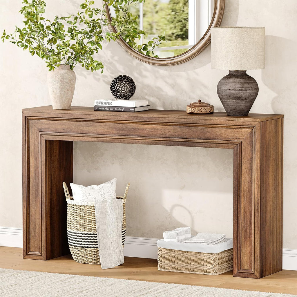 Rresyet 55 Inch Long Console Table, Sofa Table Behind Couch, Entryway Table, Farmhouse Entryway Table for Entrance, Hallway, Living Room (Wood)