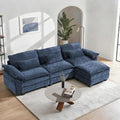 108' Modular Sectional Sofa, Comfy Cloud Couch with Ottoman & USB Port for Living Room, L Shaped Modern Chenille Couches for Bedroom, Apartment, Blue