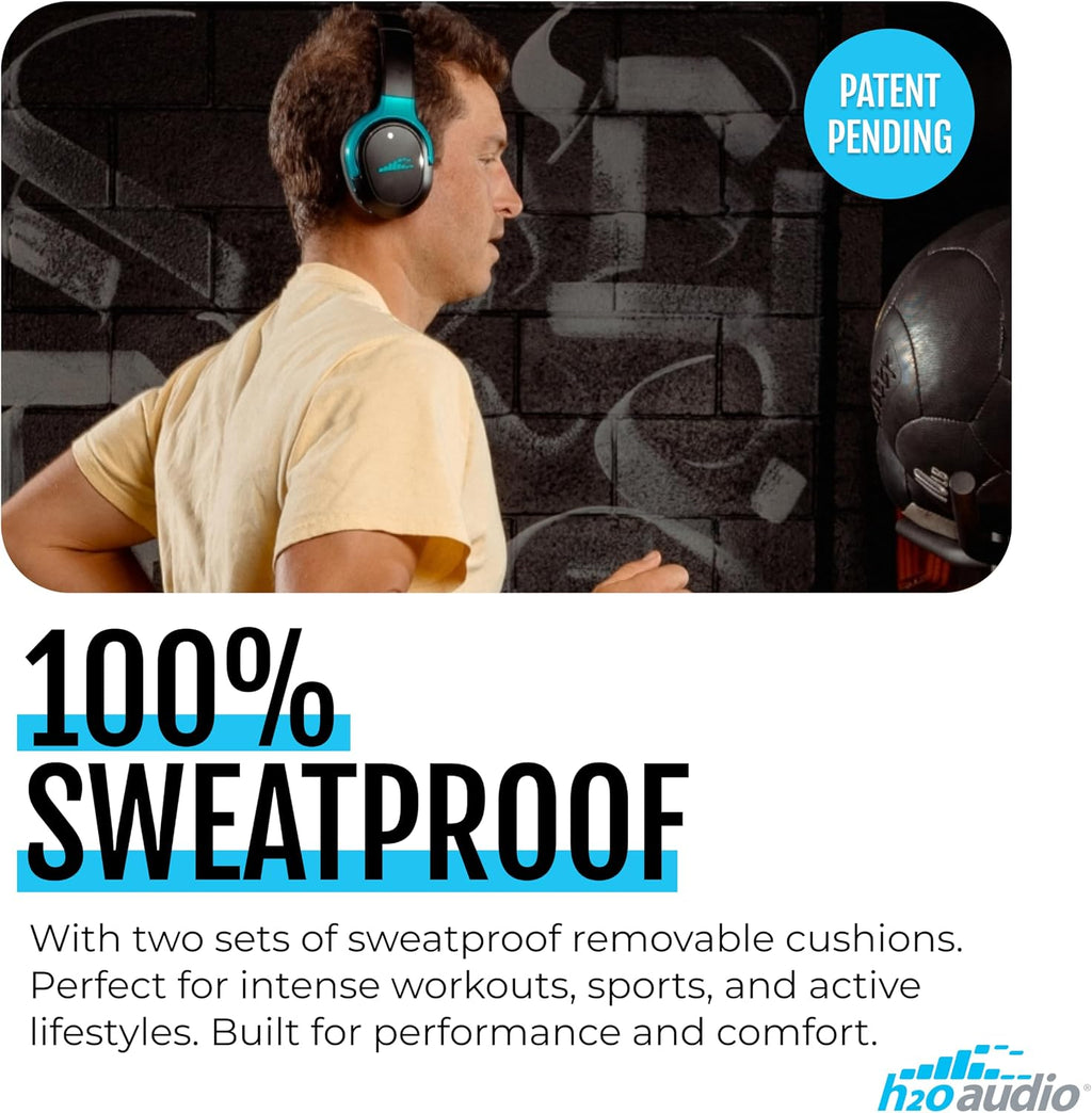 RIPT Ultra Over-Ear Sport Headphones, Active Noise Cancellation and Transparency Mode, 50-Hour Battery Life, 2 Sets of Cushions, Sweat-Proof Silicone and Leatherette, Premium Sound, Waterproof