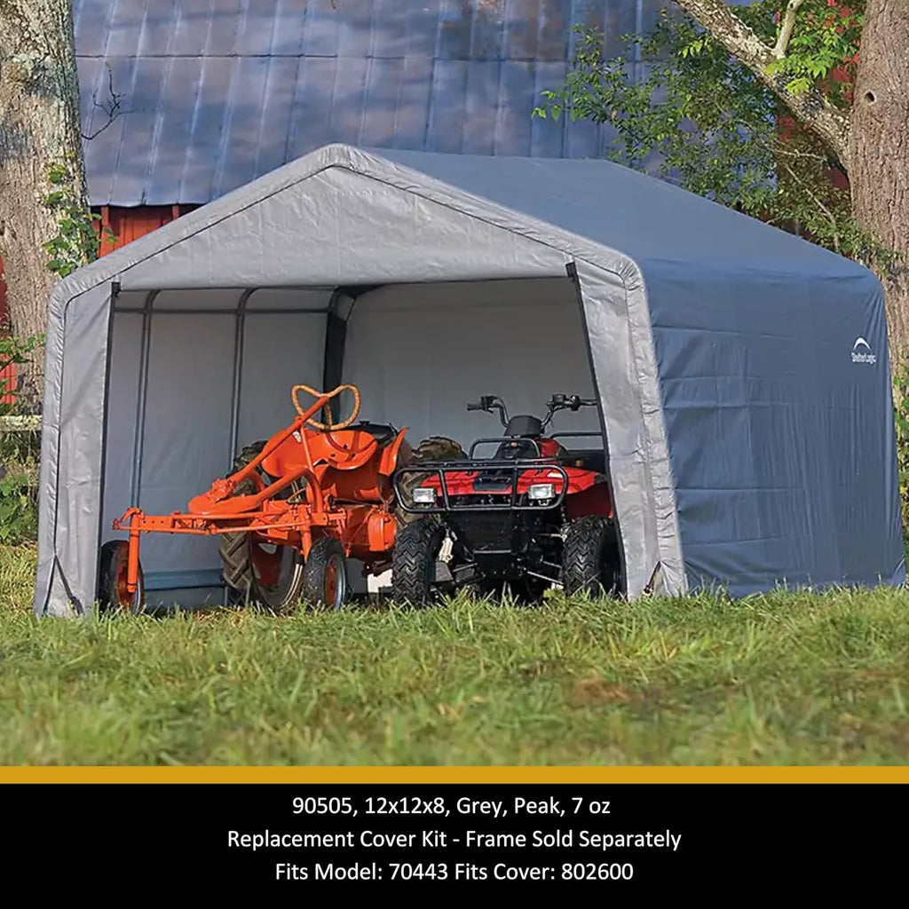 ShelterLogic Replacement Cover Kit (Frame Not Included) 12x12x8 Peak Gray 90505 (7.5oz Gray)