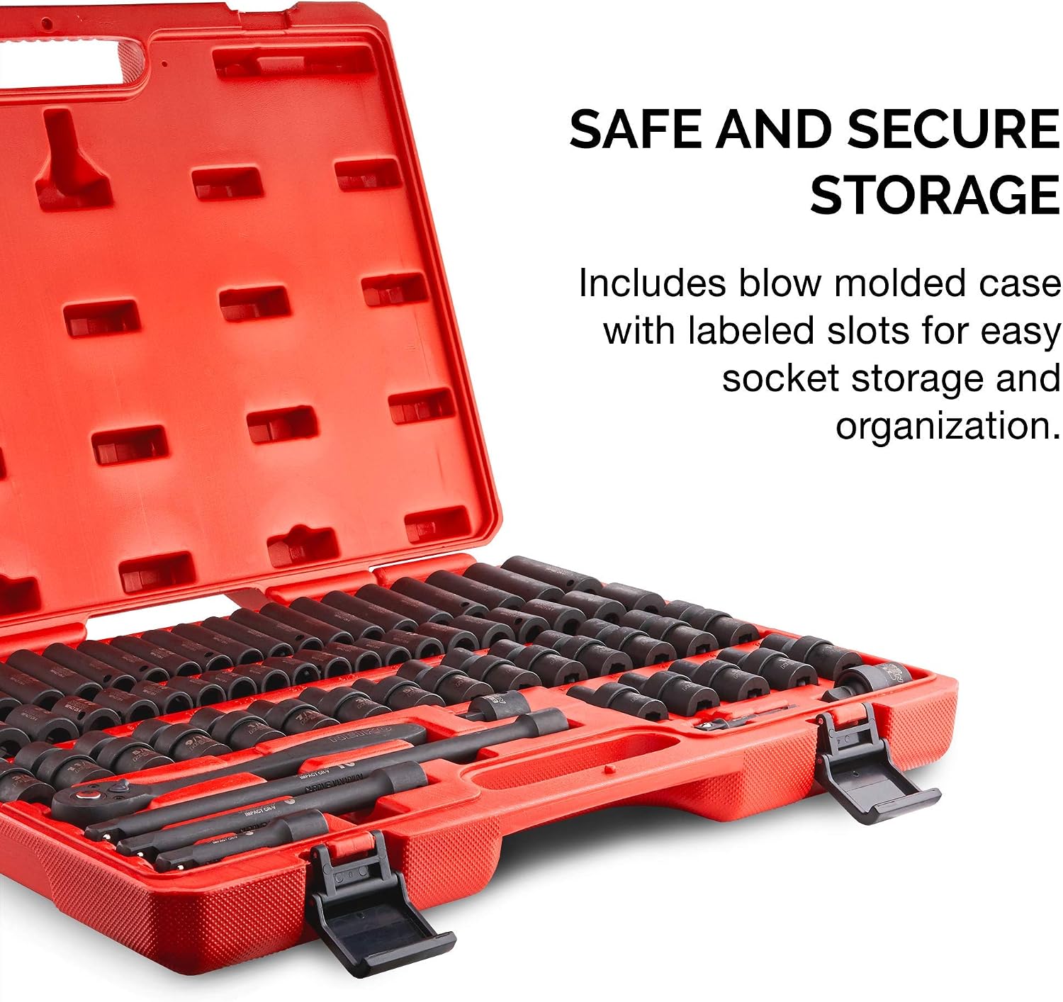 NEIKO 02471A Impact Socket Set, 3/8' Drive, 67 Piece, Metric and Standard Master Socket Set with Shallow & Deep Sockets, Ratchet, Swivel Sockets, Extension Bars, Adapters, Cr-V & Cr-Mo