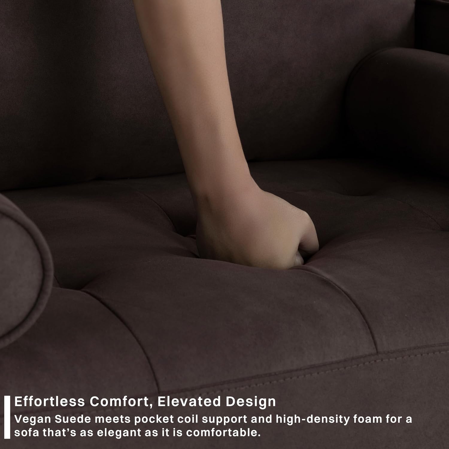 Studio Living® Lexington 75.6' Sofa, Modern Design, Pocket Coil Comfort, Easy Assembly, Faux-Suede Fabric, Charcoal