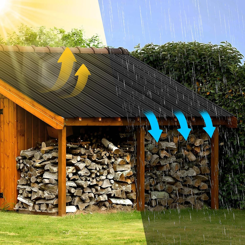 Metal Roofing Panels - 10 Pcs Waterproof Heavy Duty Metal Roof Panels Corrugated Metal Siding for Roofs Carports Tool Sheds Patio Porch Pergola, Easy to Install Black, 42.5x17.7in