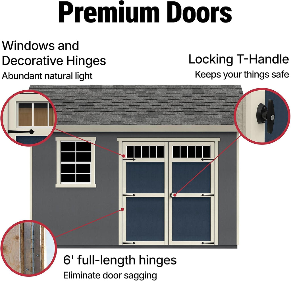 Handy Home Products Beachwood 10x12 Do-it-Yourself Wooden Storage Shed- Does not Include Floor kit, Paint, or Roofing Shingles