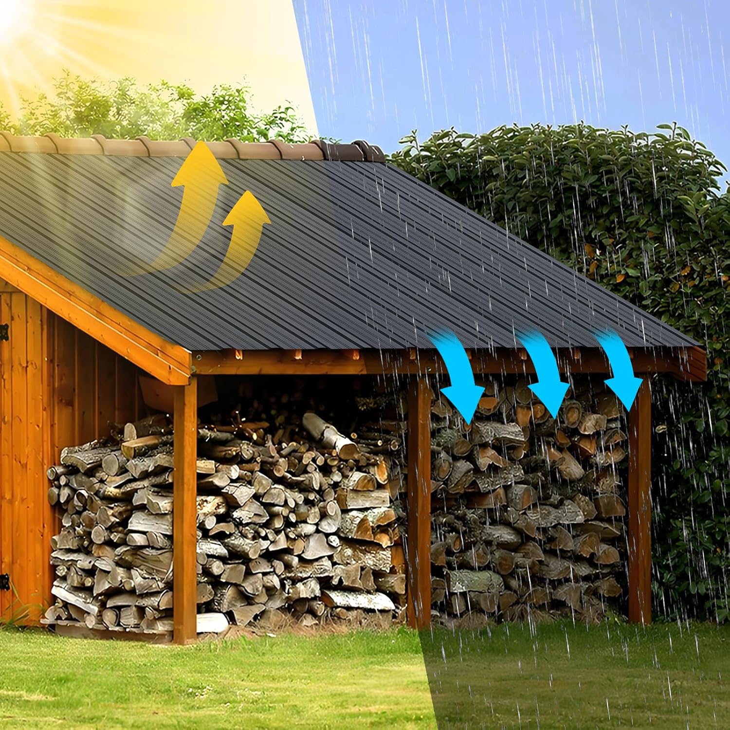 Metal Roofing Panels - 10 Pcs Waterproof Heavy Duty Metal Roof Panels Corrugated Metal Siding for Roofs Carports Tool Sheds Patio Porch Pergola, Easy to Install Grey, 42.52x17.7in