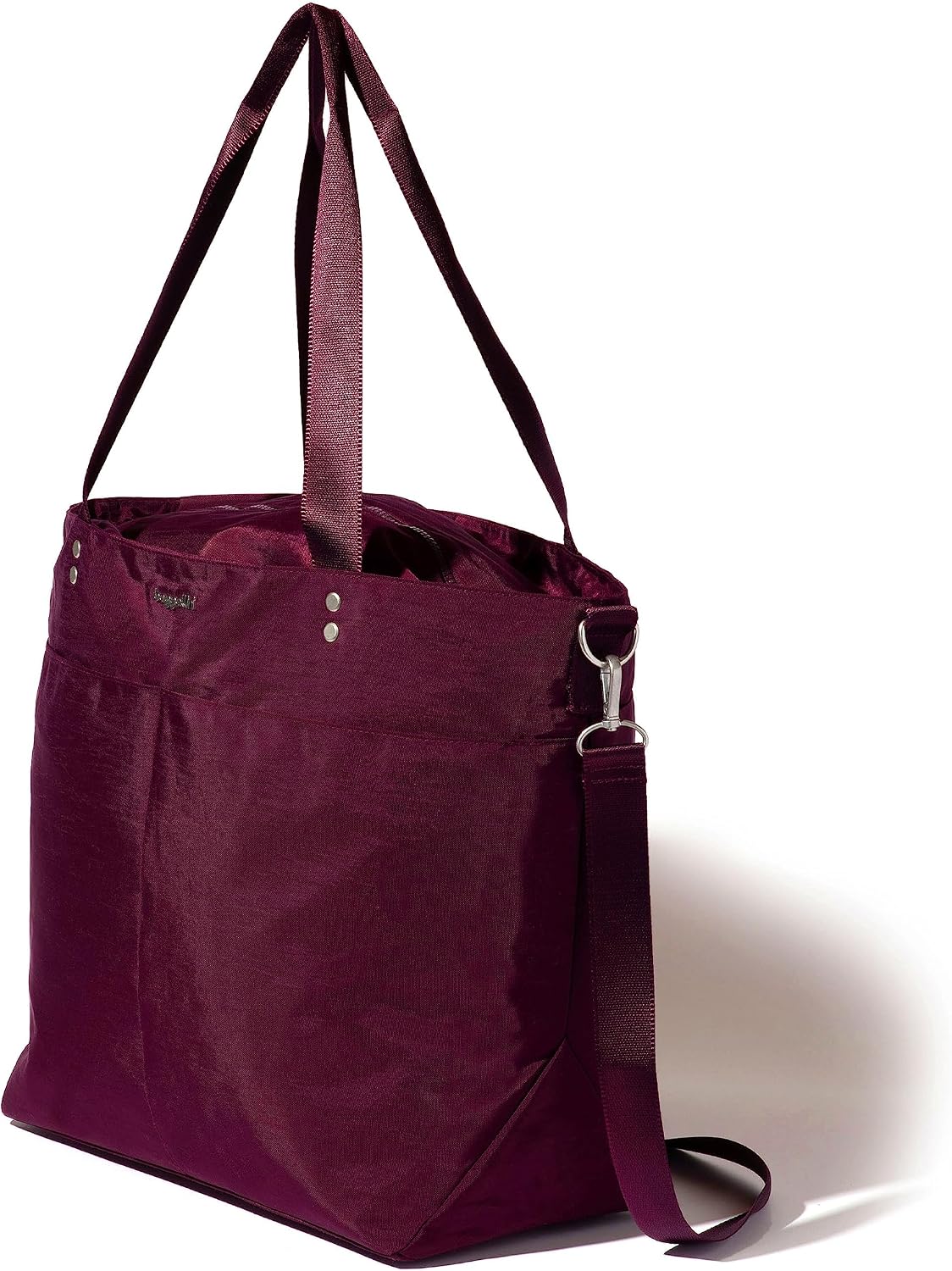 Baggallini Carryall Tote - Lightweight Nylon Zipper Top Weekender Travel Beach Bag w/Luggage Sleeve