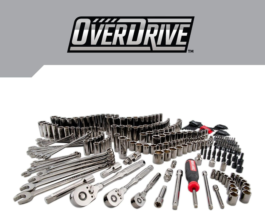 CRAFTSMAN OVERDRIVE 284-Piece Gunmetal Chrome Mechanics Tool Set, Standard SAE/Metric Socket Set, with Hard Case (CMMT99284)